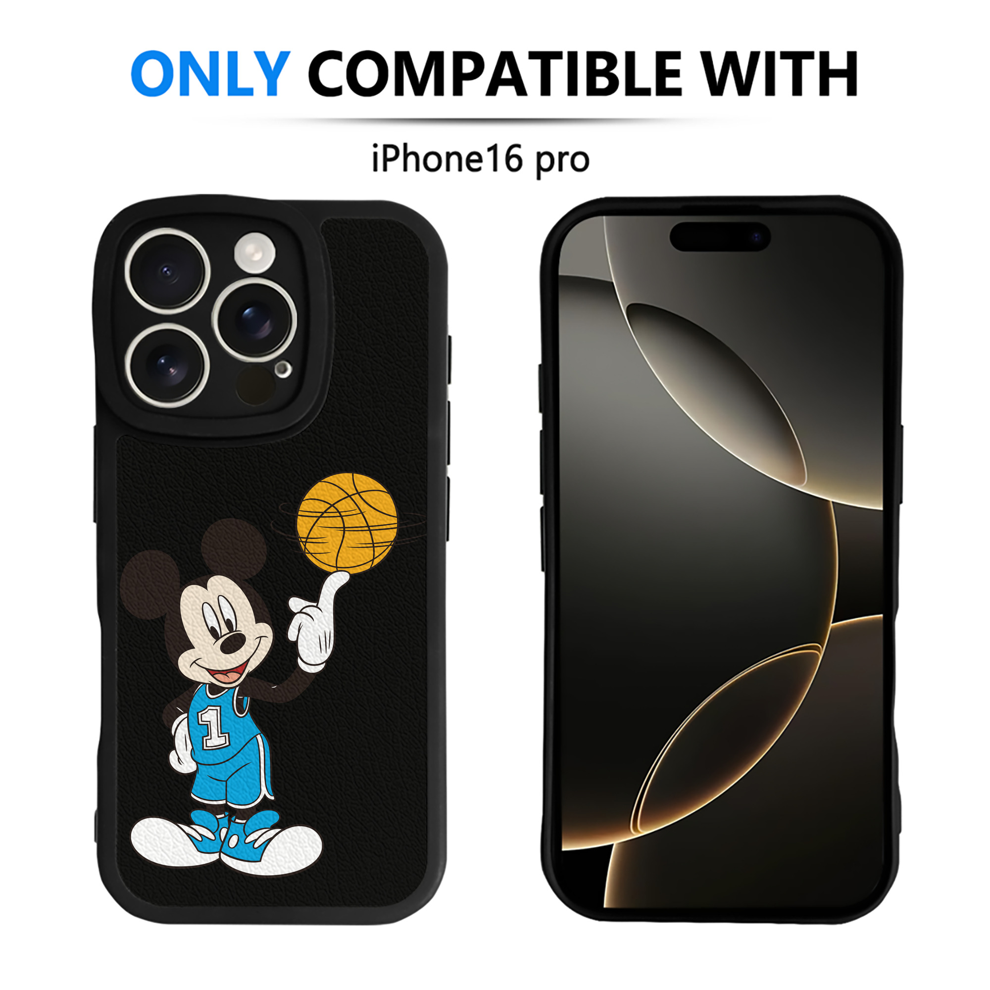 （画像用） ミッキーマウス Mickey Mouse 【iPhone 16シリーズ対応】シリコンスマホケース（レザー調） 材質：シリコン